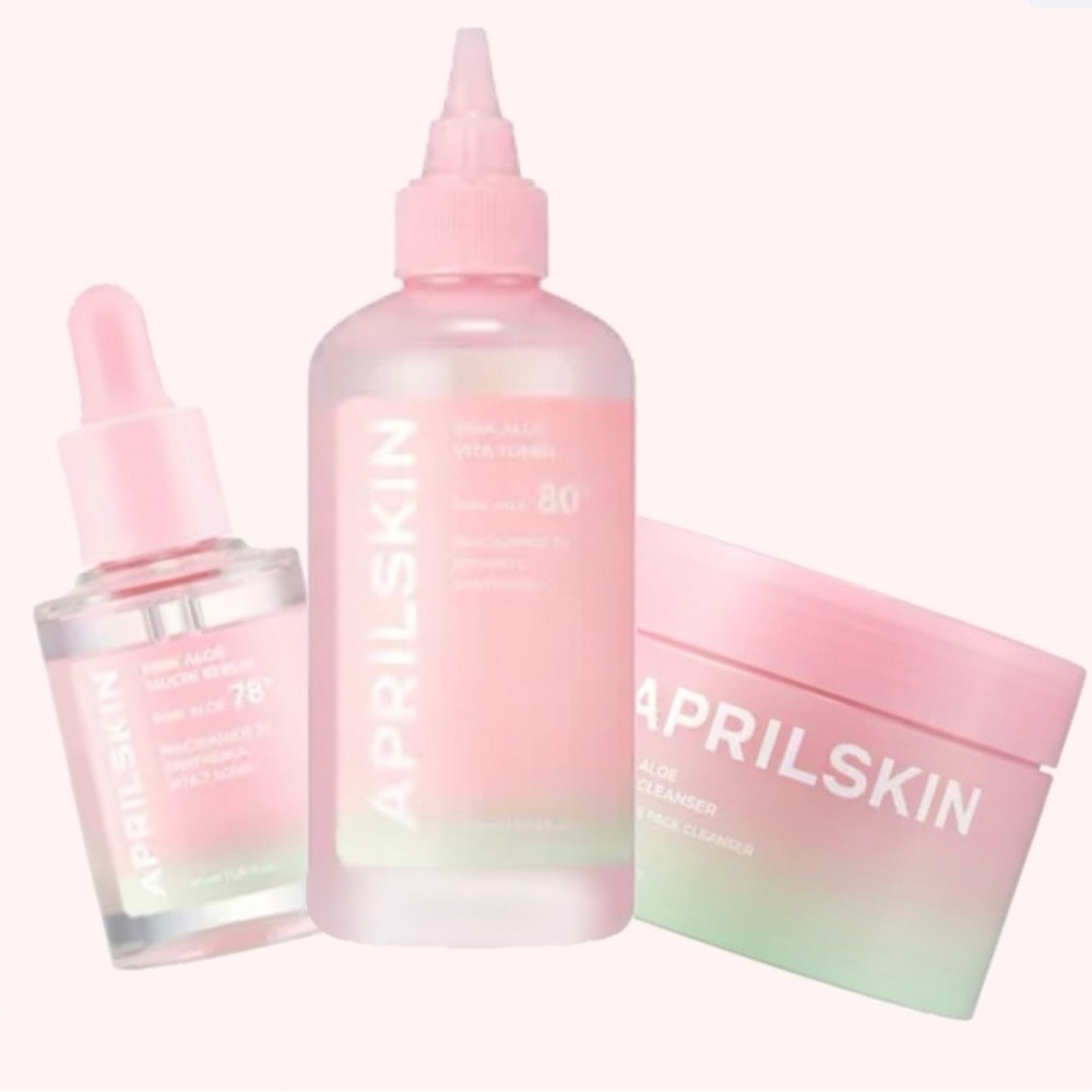 Pink and Green Skincare Trio